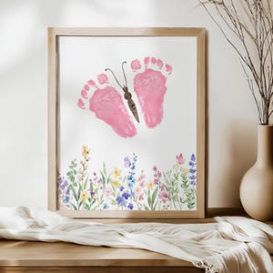 Voetafdruk knutselen, baby voetafdruk kunst voor zomer, baby vlinder voetafdruk voor oma, Moederdag voetafdruk aandenken kunst cadeau