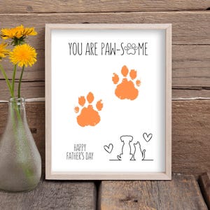 Impression artistique de la fête des pères, impression de pattes de chien, artisanat d'art, impression de pattes de chat, cadeau souvenir pour papa, grand-père et enfant