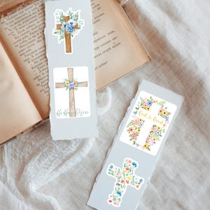God is good - Er ist auferstanden - Aufkleber - Kreuz - Blumenkreuz - Holzkreuz - Ostern - Kinder
