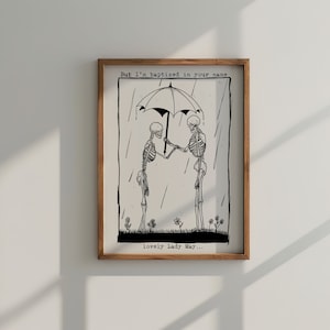 Wooden Framed &quot;Lady May&quot; Umbrella Inspired Print