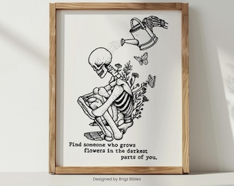 Sun to Me Inspired Black and White Lyric Art Print Skeleton Wall Decor Rustic Wooden Frame Gift for Music Lovers Folk Country Home