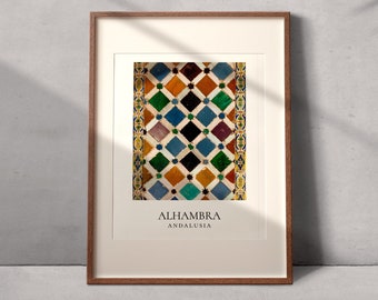 Andalusian art from the Alhambra Palace in Granada | Islamic mural | Architecture | Islamic decoration | Islam Poster | Gift