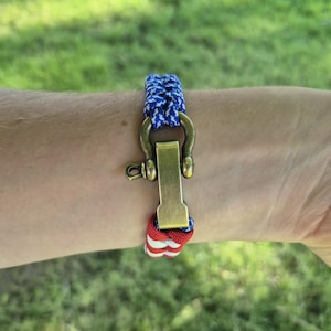 American Flag Bracelet, Patriotic Bracelet, USA Bracelet, Patriotic Jewelry Brass