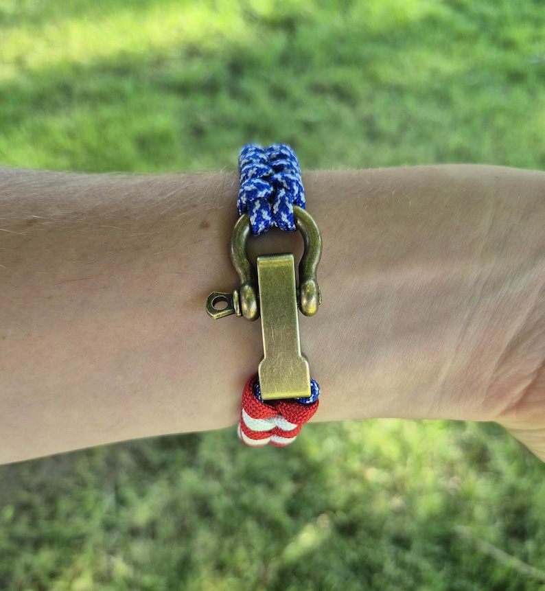American Flag Bracelet, Patriotic Bracelet, USA Bracelet, Patriotic Jewelry Brass
