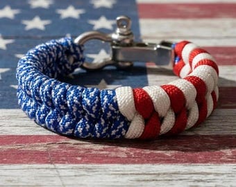 America 250 Bracelet, American Flag Paracord Bracelet, USA Bracelet, Patriotic Jewelry
