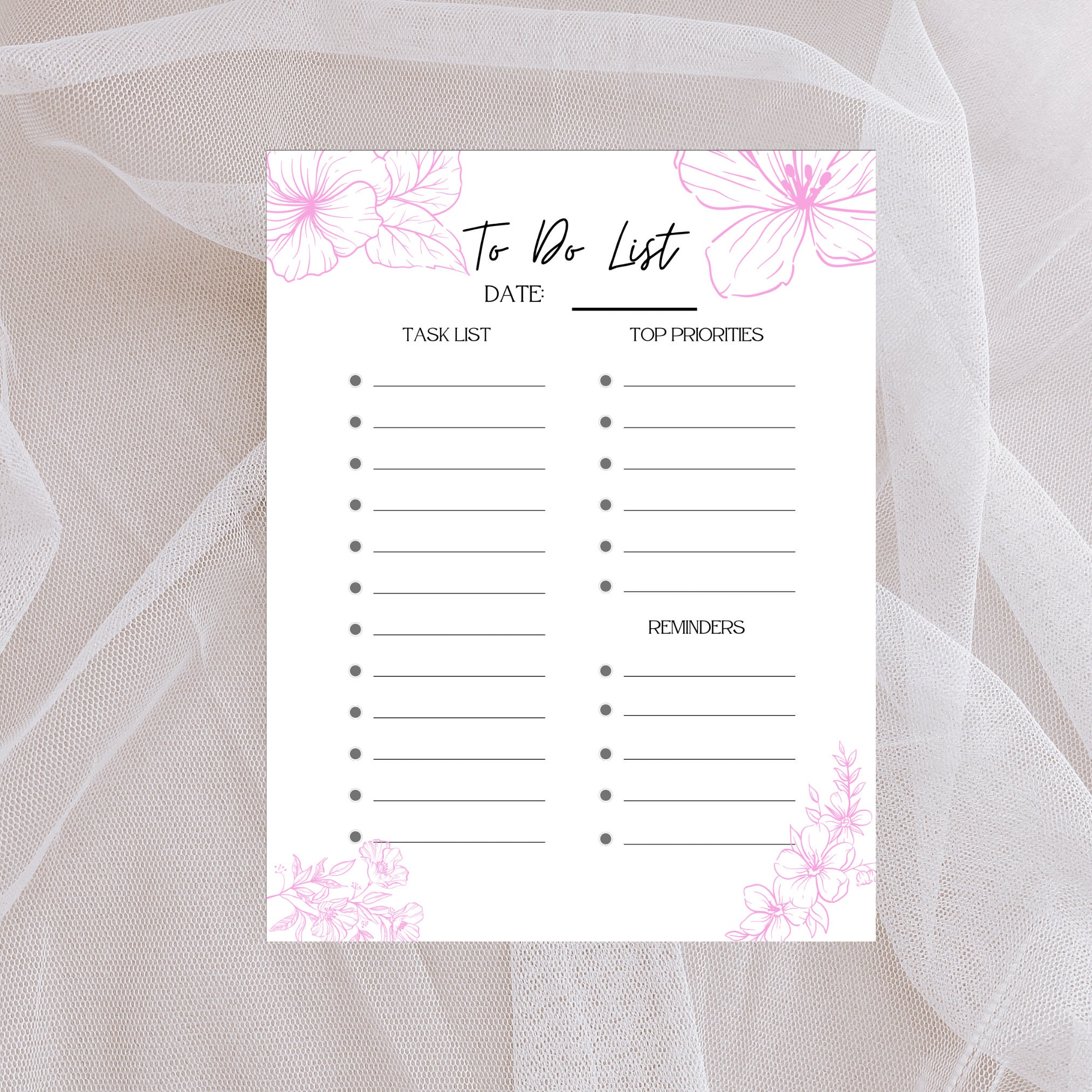 Digital Pdf to Do List Floral Checklist to Do List Digital - Etsy
