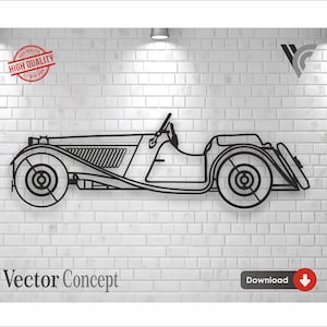 Classic  Car Wall art Decor vector file for laser cutting , plasma cutting ( svg , dxf , dwg , cdr ) Metalic & Wood CNC machine!