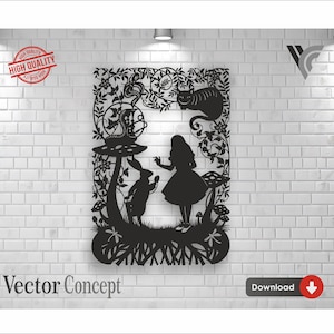 Alice in Wonderland Wall Art Vector File: CNC, Cricut (Digital Download)