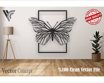Butterfly Branch  Wall Art Decor Vector File for Cnc Machine  and Cricut . File Formats :  Svg - Dxf - Cdr - Dwg