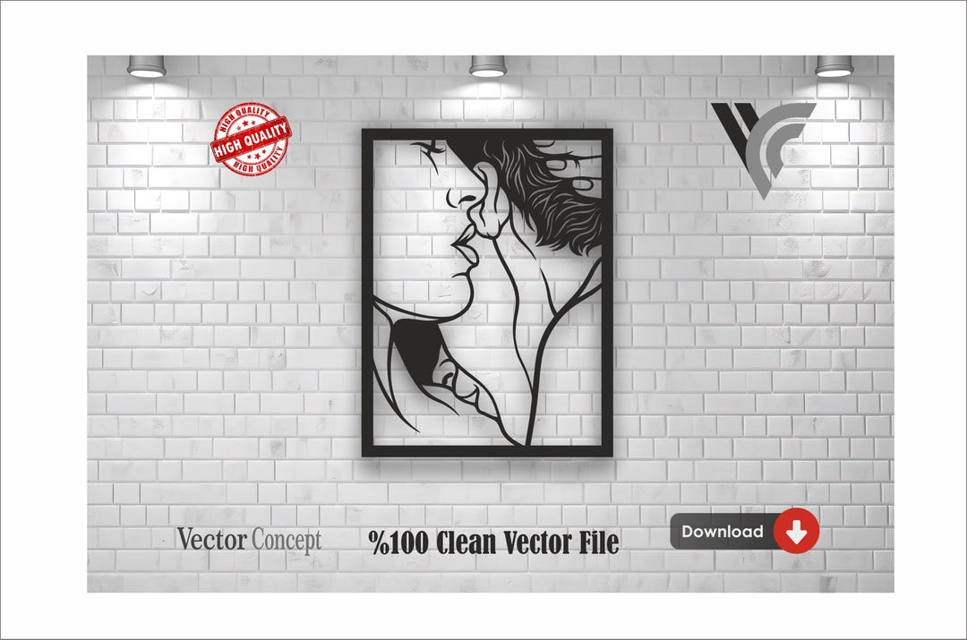 Romantic Vector Dxf Romantic Couple Wall Art, Laser Cut File (svg, Dxf, Dwg, Cdr - Digital ...