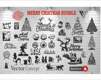Merry Christmas Laser Cut Files, CNC Wall Art Decor (Digital Download)