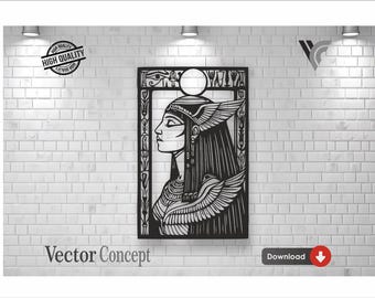 Ancient Egyptian Isis Goddess Laser Cut Wall Decor Design | DXF DWG SVG Cdr Files