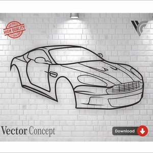 Sports Car Wall art Decor vector file for laser cutting , plasma cutting ( svg , dxf , dwg , cdr ) Metalic & Wood CNC machine!