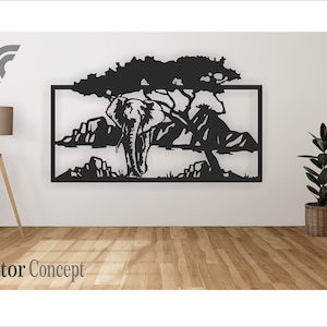 Elephant Wall Art Decor Vector File for Cnc Machine  and Cricut . File Formats :  Svg - Dxf - Cdr - Dwg