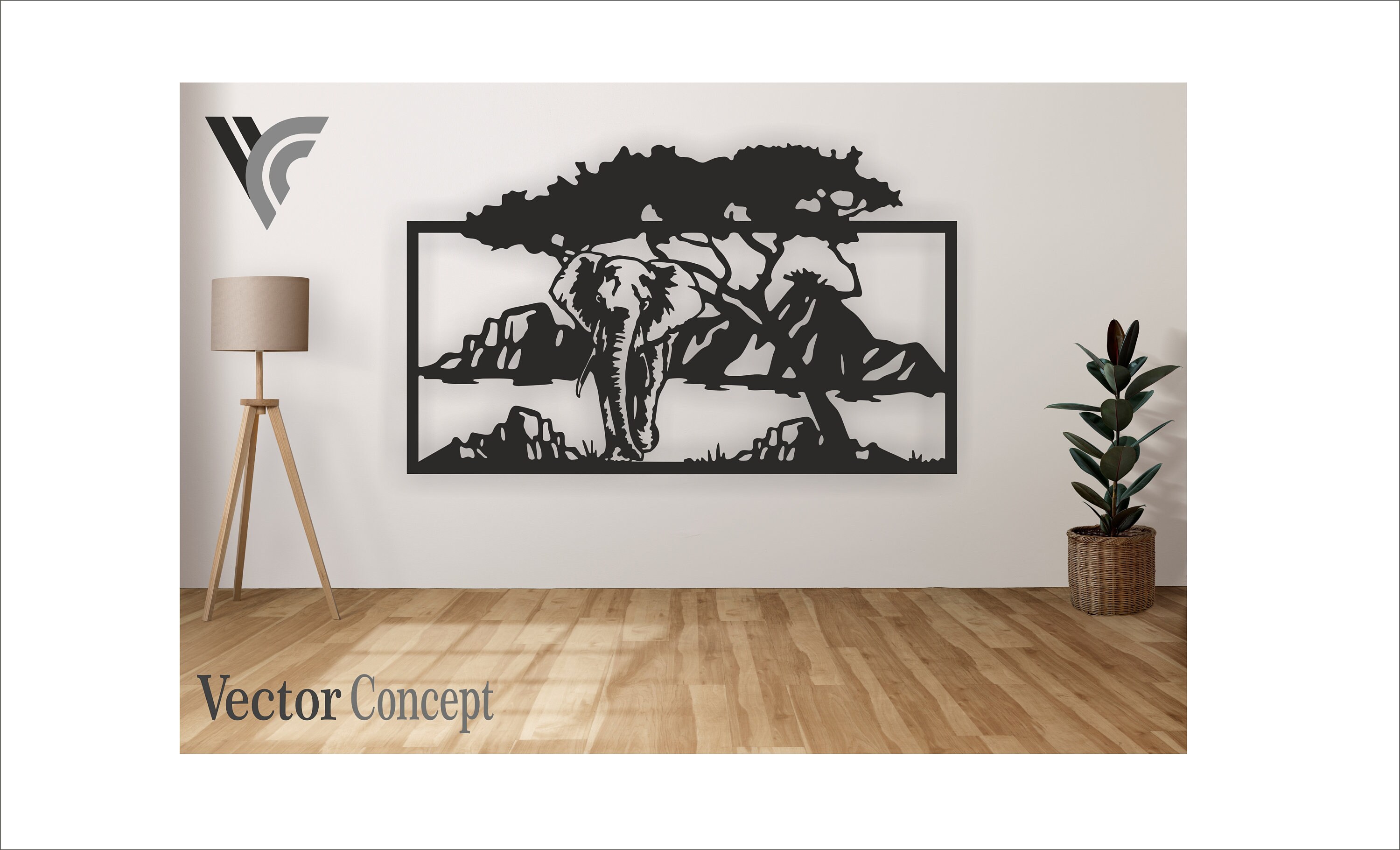 Elephant Wall Art Decor Vector File for Cnc Machine and Cricut . File
