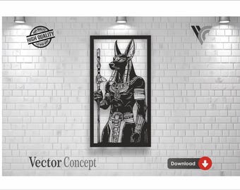 Anubis Egyptian God Laser Cut File: CNC Vector Design (Digital Download)