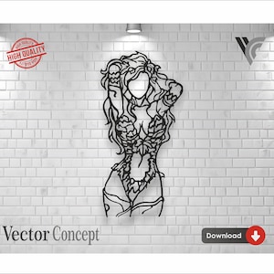 Woman Wall Art Decor Vector File for Cnc Machine  and Cricut . File Formats :  Svg - Dxf - Cdr - Dwg