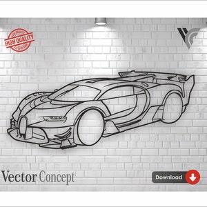Sports Car Wall art Decor vector file for laser cutting , plasma cutting ( svg , dxf , dwg , cdr ) Metalic & Wood CNC machine!