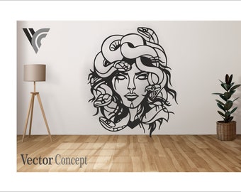 Medusa Wall Art Decor Vector File for Cnc Machine  and Cricut . File Formats :  Svg - Dxf - Cdr - Dwg