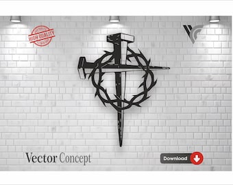 Christian Cross  Wall Art Decor Vector File for Cnc Machine and Cricut . File Formats : Svg - Dxf - Cdr - Dwg