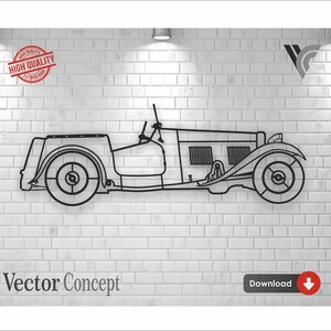 Classic Car Wall art Decor Vektordatei für Laserschneiden, Plasmaschneiden (svg, dxf, dwg, cdr) Metalic & Holz CNC-Maschine!