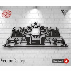 Race Car Wall art Decor vector file for laser cutting , plasma cutting ( svg , dxf , dwg , cdr ) Metalic & Wood CNC machine!