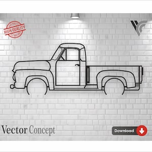 Old Truck Wall art Decor vector file for laser cutting , plasma cutting ( svg , dxf , dwg , cdr ) Metalic & Wood CNC machine!