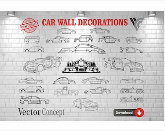 Car Wall Art Vector Bundle: CNC, Cricut Files (svg, dxf, cdr, dwg, eps)