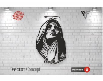 Praying Woman . Forgive me Wall Art Decor Vector File for Cnc Machine  and Cricut . File Formats :  Svg - Dxf - Cdr - Dwg
