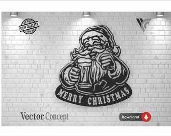 Smiling Santa with Mug SVG – Christmas Laser Cut File (Digital Download)