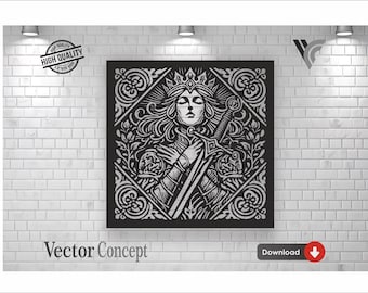 Warrior Queen Laser Cut File, Medieval Knight SVG Vector