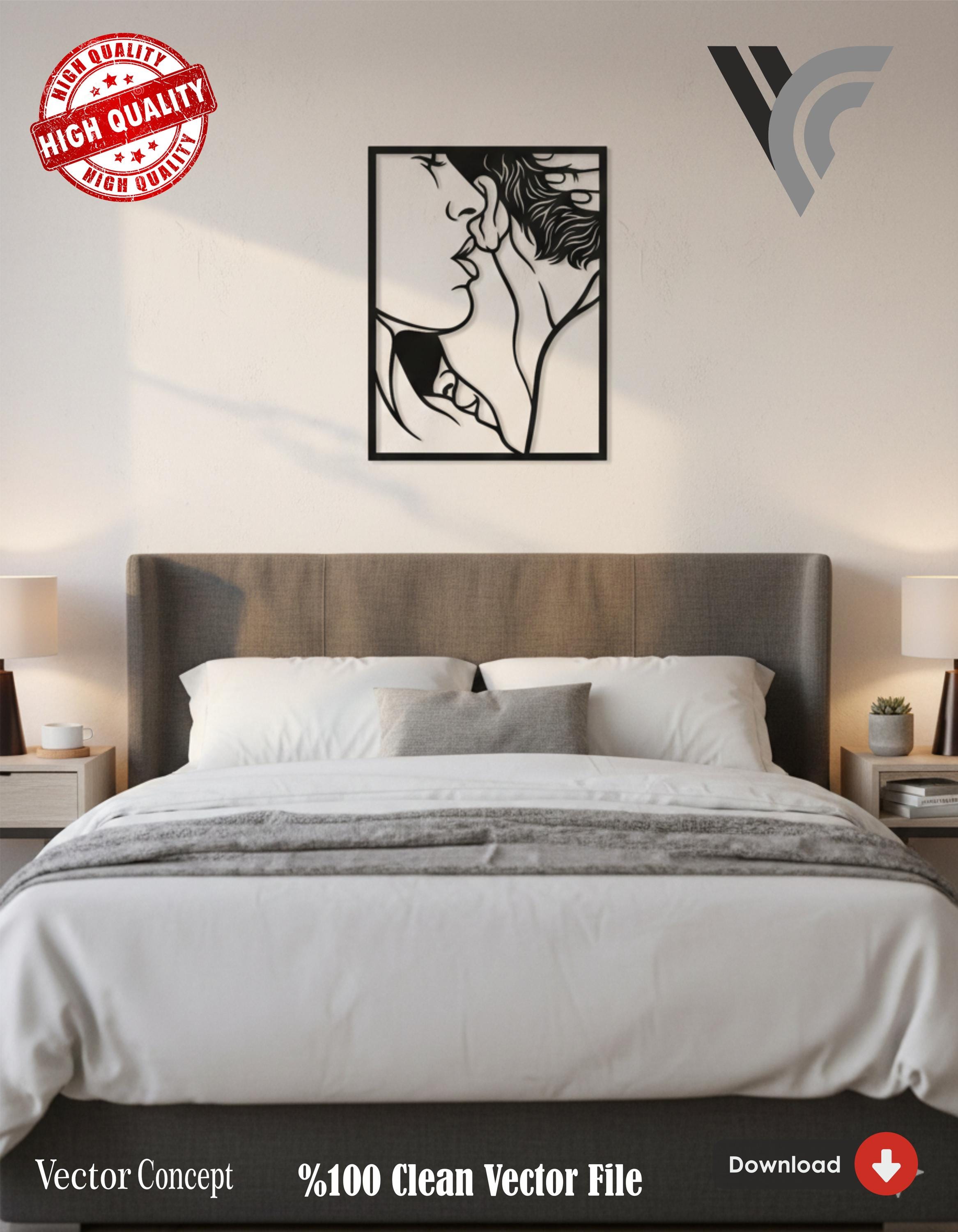 Romantic Vector Dxf Romantic Couple Wall Art, Laser Cut File (svg, Dxf, Dwg, Cdr - Digital ...