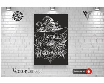 Halloween Zombie Witch Head Laser Cut File (Digital Download)