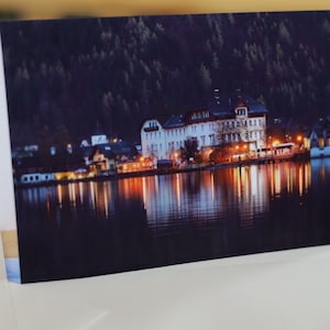 Carte de vœux du lac Hallstatt vierge à l’intérieur | Carte de vœux vierge | Carte de vœux paysage | Réflexions lumineuses, Hallstatt | Autriche | Taille A5