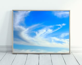 Stampa fotografica cloud, download digitale wall art stampabile, download fotografico, nuvola idromassaggio, foto del cielo, arte del cielo blu, sovrapposizione di nuvole