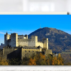 Carte de voeux forteresse Hohensalzburg, toute carte d'occasion, intérieur vierge, carte de voeux paysage, carte nature, Salzbourg Autriche, format A5