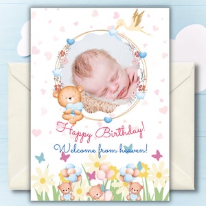Tarjeta personalizada nuevo bebe, tarjeta recien nacido, tarjeta cumpleaños para bebe, regalo bebe niña personalizado, tarjeta personalizada bebe niño, tema oso bebe