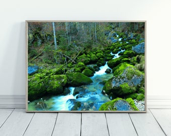Waterfall wall art, nature wall art, printable wall art, landscape photography digital download, digital prints wall art download