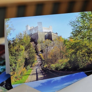 Carte de vœux Fortress Hohensalzburg Autriche, vierge à l’intérieur | Carte de vœux vierge | Carte de vœux paysage | Salzbourg | Autriche | Taille A5