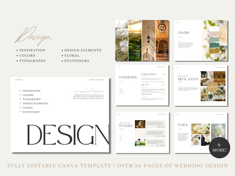 Wedding Design Guide Moodboard Canva Template, Editable Digital Download Planner, 30 Page Printable Workbook, BrideBinder for Weddings image 4