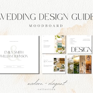 Wedding Design Guide Moodboard Canva Template, Editable Digital Download Planner, 30 Page Printable Workbook, BrideBinder for Weddings image 1