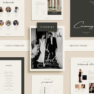 BRITTAN / Plantilla de Canva para itinerario de boda / Carpeta imprimible para el día de la boda con cronograma de eventos / Organizador de planificación editable (descargable)