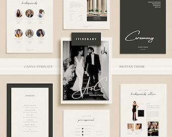 BRITTAN | Trouwprogramma Canva-sjabloon | Printbare trouwplanner voor het plannen van evenementen | Bewerkbare planner/organizer downloaden