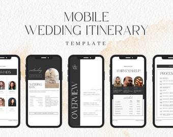 Digital Wedding Itinerary Template, Wedding Weekend Guide, Wedding Party Timeline Schedule, Editable Canva Template Digital Download Planner