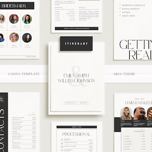 Plantilla de itinerario de boda: guía de fin de semana, descarga digital para planificador de bodas en Canva, cronograma de eventos imprimible y editable de más de 40 páginas.