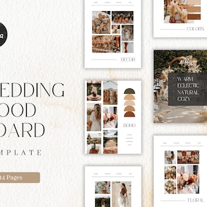 Plantilla de tablero de humor de boda, tablero de visión de tema de boda, tablero de humor de diseño de estilo para bodas, planificador digital de plantilla Canva editable