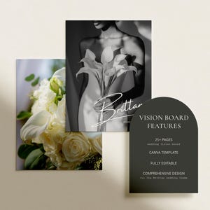 BRITTAN / Plantilla de Canva para tablero de visión de boda / Tablero de inspiración de boda prediseñado con colores, flores y decoración / Guía de estilo de diseño imprimible imagen 2