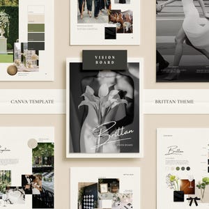BRITTAN | Wedding Vision Board Canva Template | Pre-Designed Theme Wedding Moodboard w/ Colors Florals Décor | Printable Design Style Guide