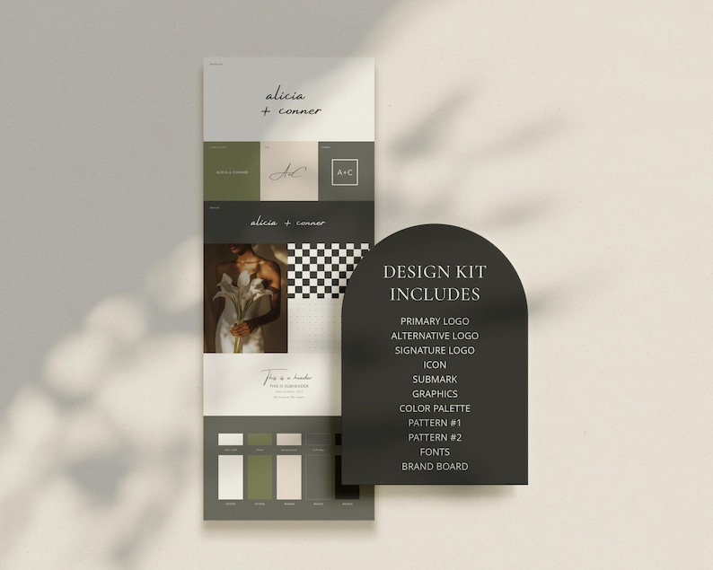 BRITTAN | Bruiloftsdesignpakket Canva-sjabloon | Minimalistisch bruiloftsthema-pakket met logo, kleuren en monogram | Aanpasbare moodboard-suite afbeelding 2