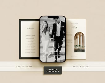 BRITTAN | Digitale trouwplanning Canva-sjabloon | Deelbare trouwweekendgids met tijdschema en evenementenplanning | Bewerkbare planner downloaden
